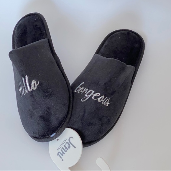Jenni Intimates Women’s Hello Gorgeous Black Slippers Size Small - Picture 1 of 4